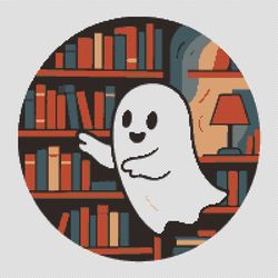 ghost in the library - cross stitch pattern pdf - instant download