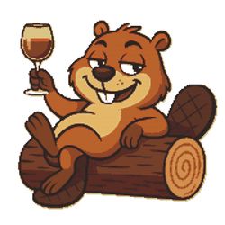 a cunning beaver sits on a log with a glass - cross stitch pattern pdf - instant download