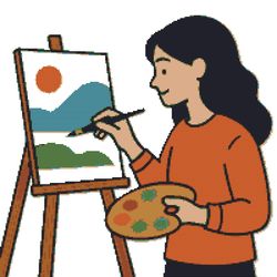 a girl in a sweater paints a beautiful picture - cross stitch pattern pdf - instant download