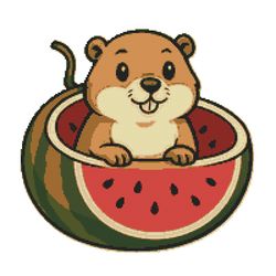 a happy gopher eats a watermelon - cross stitch pattern pdf - instant download