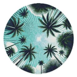 abstract background with lines in a circle and palm trees - cross stitch pattern pdf - instant download