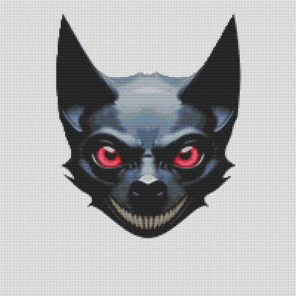 Bat Face For Halloween  Cross Stitch Pattern PDF  Instant Download 0