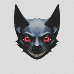 bat face for halloween - cross stitch pattern pdf - instant download