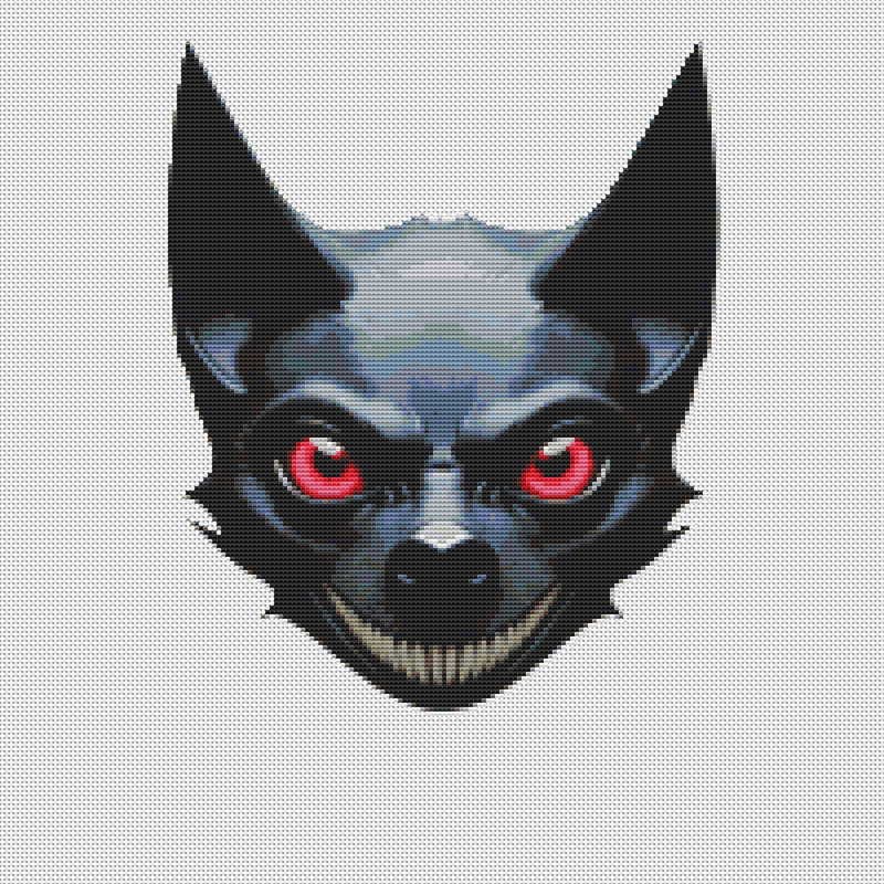 Bat Face For Halloween  Cross Stitch Pattern PDF  Instant Download 0
