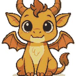 beautiful cute animal with wings - cross stitch pattern pdf - instant download
