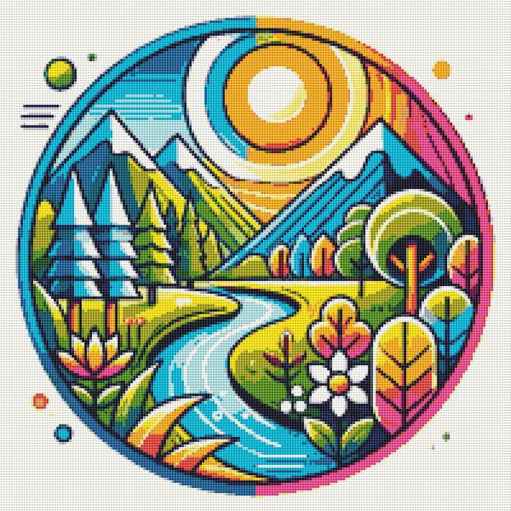 Beautiful Landscape Cross Stitch Pattern PDF Instant Download 0