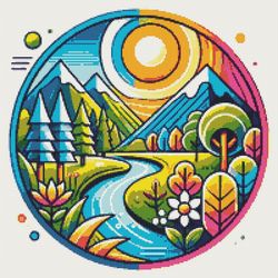 beautiful landscape - cross stitch pattern pdf - instant download