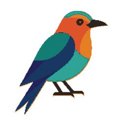 bird colored in the form of geometric figures - cross stitch pattern pdf - instant download