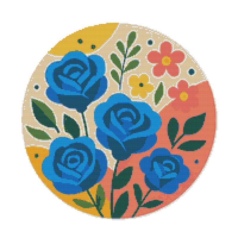 Blue Roses Cross Stitch Pattern PDF Instant Download 0