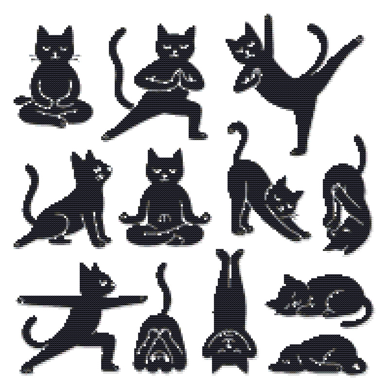 Cats Doing Gymnastics Cross Stitch Pattern PDF Instant Download 0