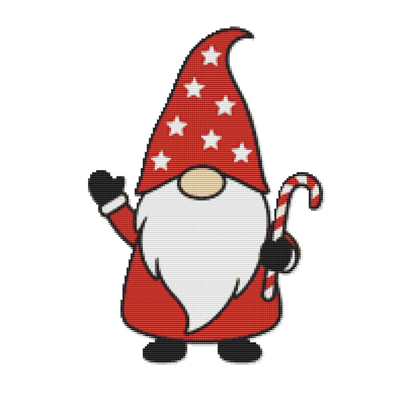 Christmas Gnome With Red Cap Cross Stitch Pattern PDF Instant Download 0