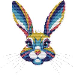 colorful face of a hare - cross stitch pattern pdf - instant download