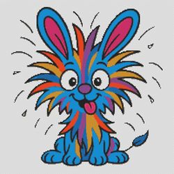 colorful hare - cross stitch pattern pdf - instant download