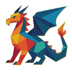 dragon made of colored geometric shapes - cross stitch pattern pdf - instant download