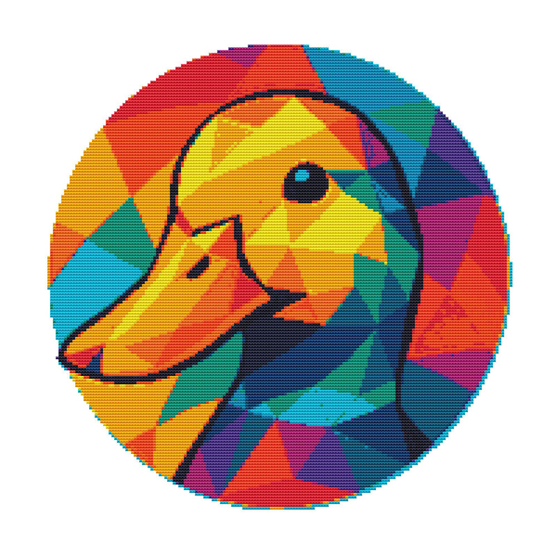Duck Face In The Form Of Geometric Lines Cross Stitch Pattern PDF Instant Download 0