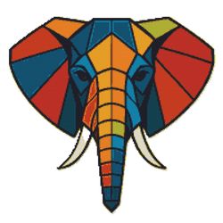 elephant face with geometric trunk - cross stitch pattern pdf - instant download