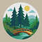 Fir Trees And A Bridge Cross Stitch Pattern PDF Instant Download 0