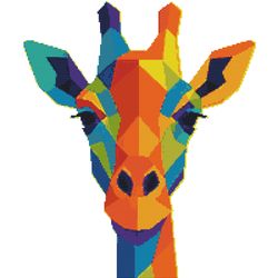 giraffe face with geometric pattern - cross stitch pattern pdf - instant download