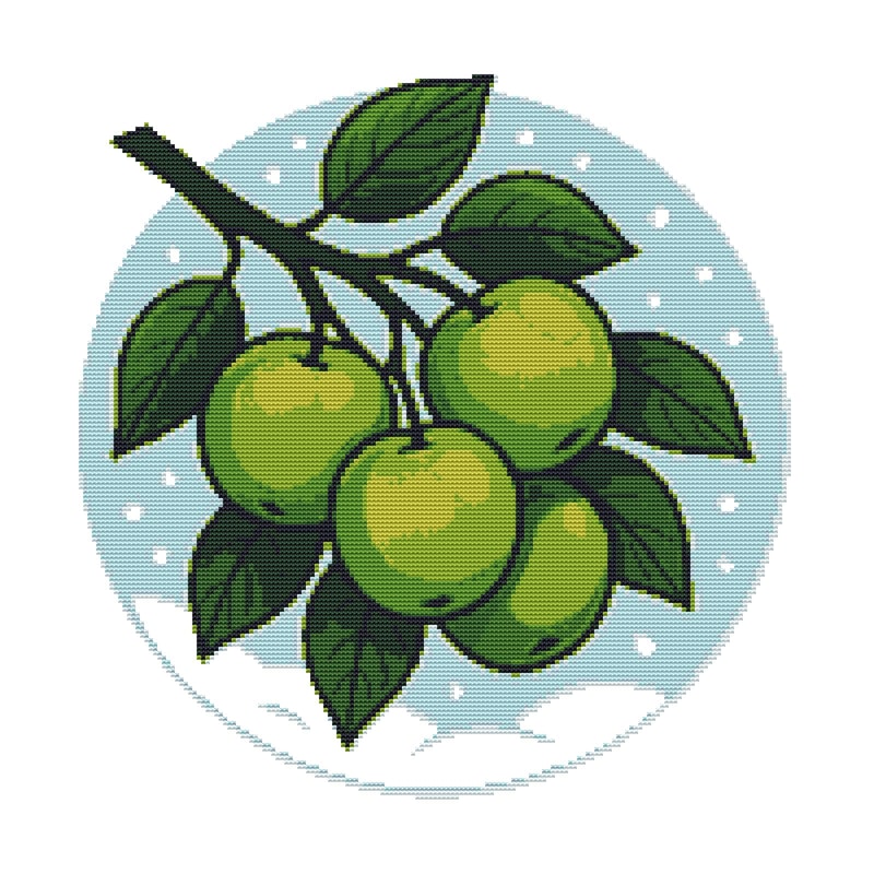 Green Apples Cross Stitch Pattern PDF Instant Download 0