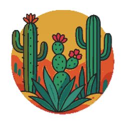 green cacti - cross stitch pattern pdf - instant download