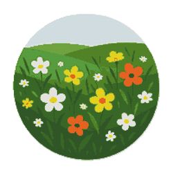 green meadow with colorful flowers - cross stitch pattern pdf - instant download