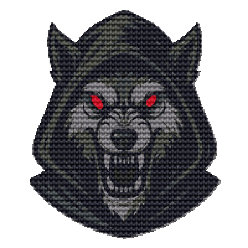 Halloween Hooded Wolf Face  Cross Stitch Pattern PDF  Instant Download 0