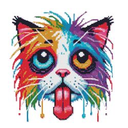 humor - tired after work cat - cross stitch pattern pdf - instant download