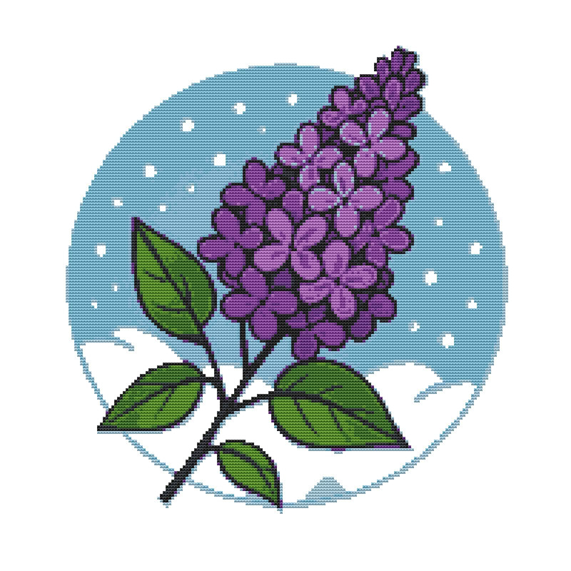 Lilacs In The Snow Cross Stitch Pattern PDF Instant Download 0