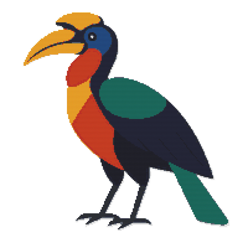 Raven In The Form Of Geometric Figures Cross Stitch Pattern PDF Instant Download 0