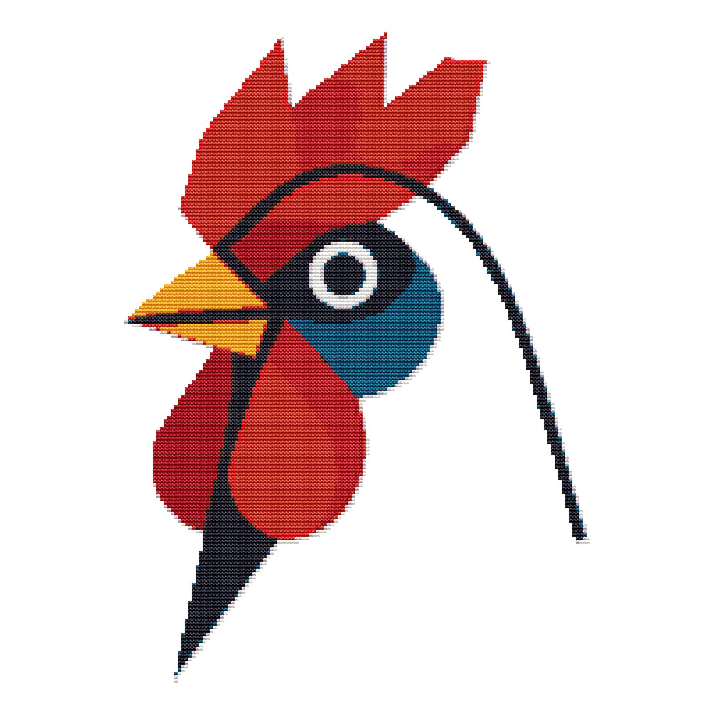 Rooster Face On White Background Cross Stitch Pattern PDF Instant Download 0