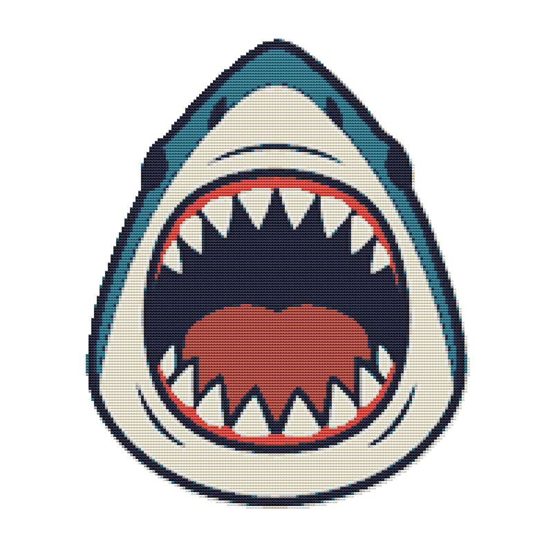 Shark Mouth Cross Stitch Pattern PDF Instant Download 0