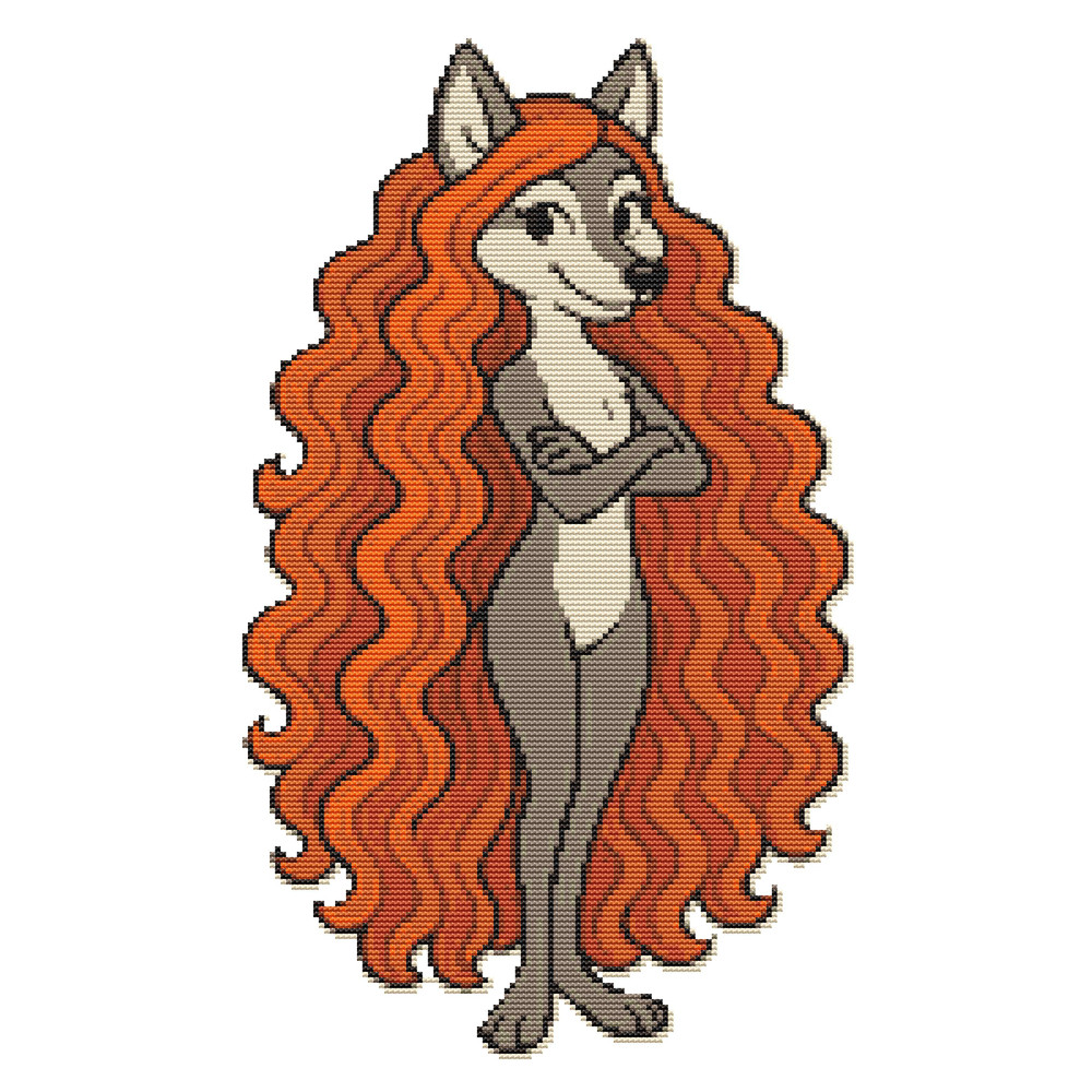 Shewolf With Orange Hair Cross Stitch Pattern PDF Instant Download 0