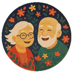 an elderly couple enjoys life - cross stitch pattern pdf - instant download
