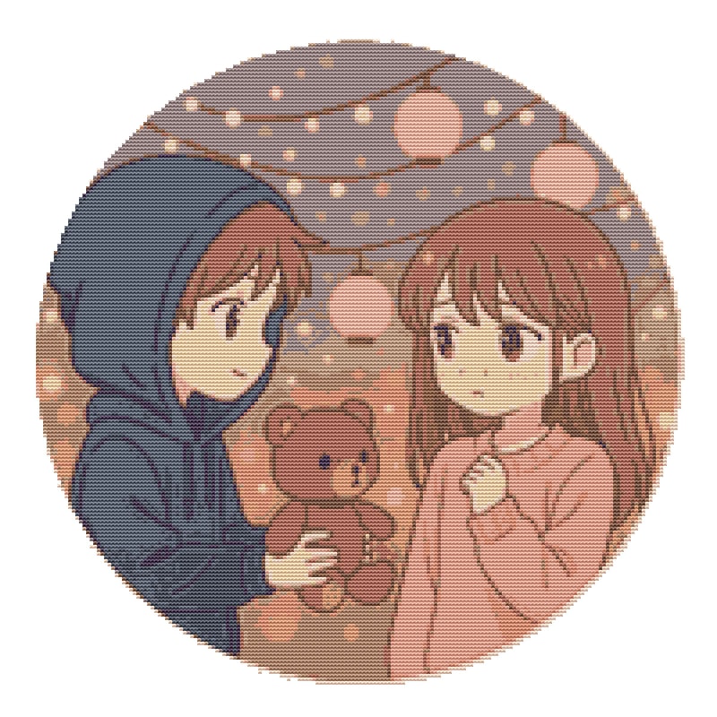 Boy Gives Teddy Bear To Girl For Valentines Day Cross Stitch Pattern PDF Instant Download 0