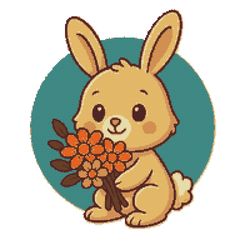 bunny with a bouquet of flowers - cross stitch pattern pdf - instant download