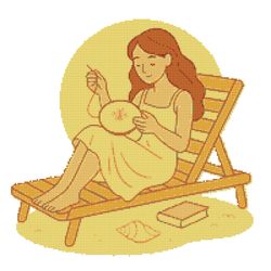 girl embroiders - cross stitch pattern pdf - instant download