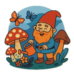 gnome waters mushrooms - cross stitch pattern pdf - instant download