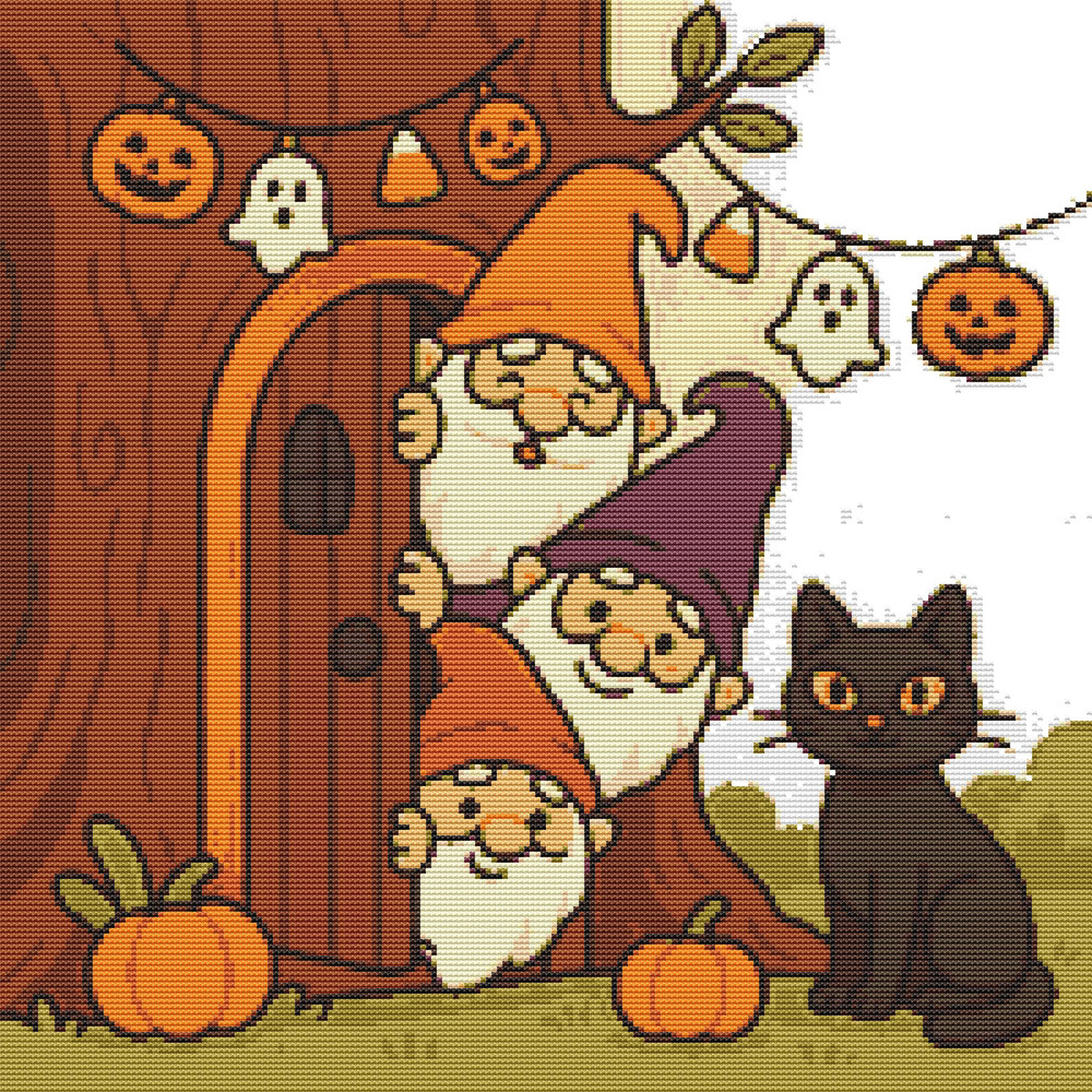 Gnomes Greet Guests Cross Stitch Pattern PDF Instant Download 0