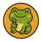 Green Frog With A Leaf Smiling Cross Stitch Pattern PDF Instant Download 0