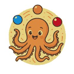 octopus juggles balls - cross stitch pattern pdf - instant download