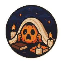 pumpkin hides under a blanket for halloween - cross stitch pattern pdf - instant download