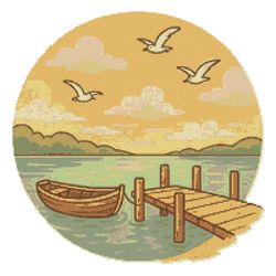 sea with seagulls - retro style - cross stitch pattern pdf - instant download