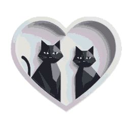 2 black cats looking out of the heart - cross stitch pattern pdf - instant download