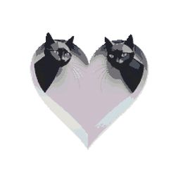 2 black cats peeking out of a grey heart - cross stitch pattern pdf - instant download