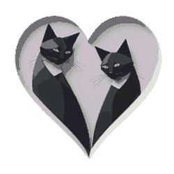 2 black cats sitting in the heart - cross stitch pattern pdf - instant download