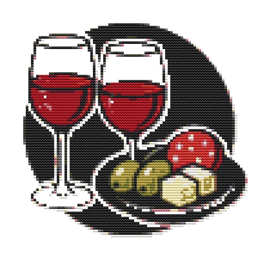 2 Glasses Of Wine Cross Stitch Pattern PDF Instant Download 0