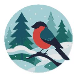 a bird with a red belly sits on a branch in the forest - cross stitch pattern pdf - instant download