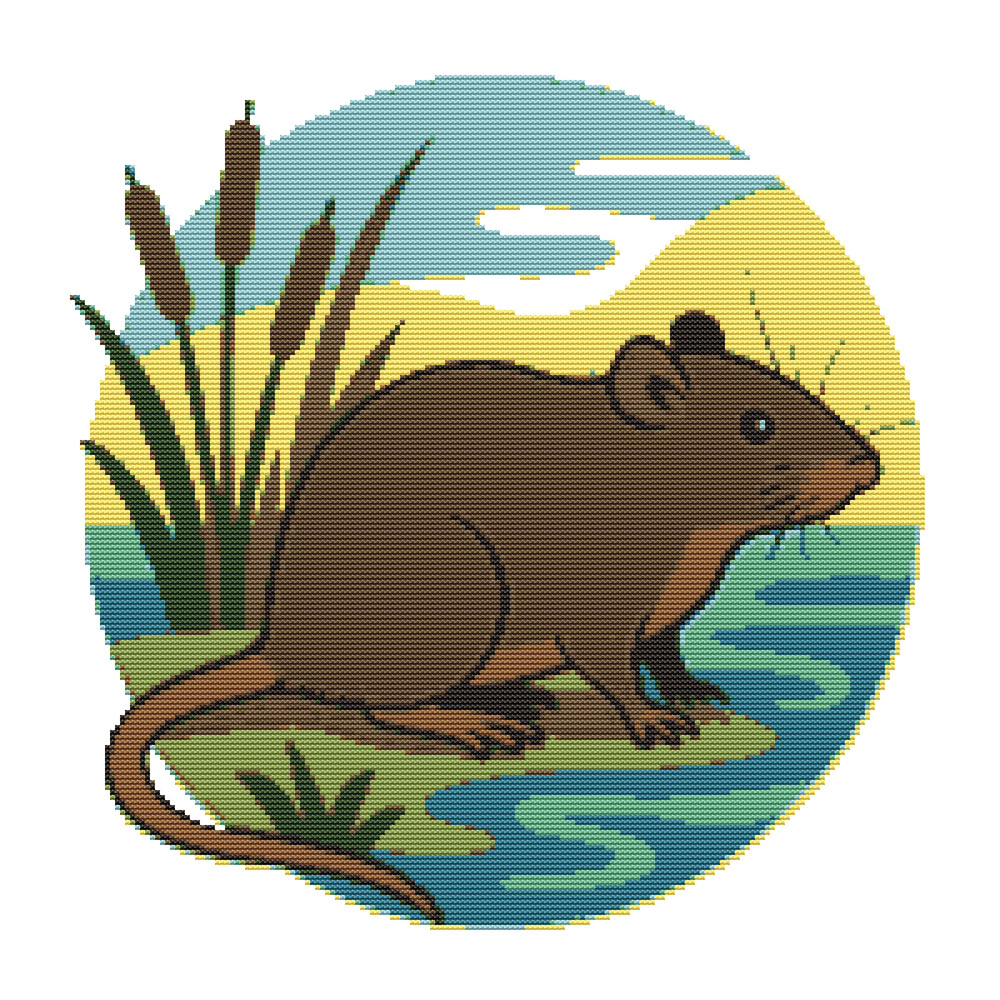 A Brown Rat Sits On An Island  Cross Stitch Pattern PDF  Instant Download 0