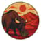 A Buffalo Eats Grass Against The Backdrop Of Red Mountains Cross Stitch Pattern PDF Instant Downl 0