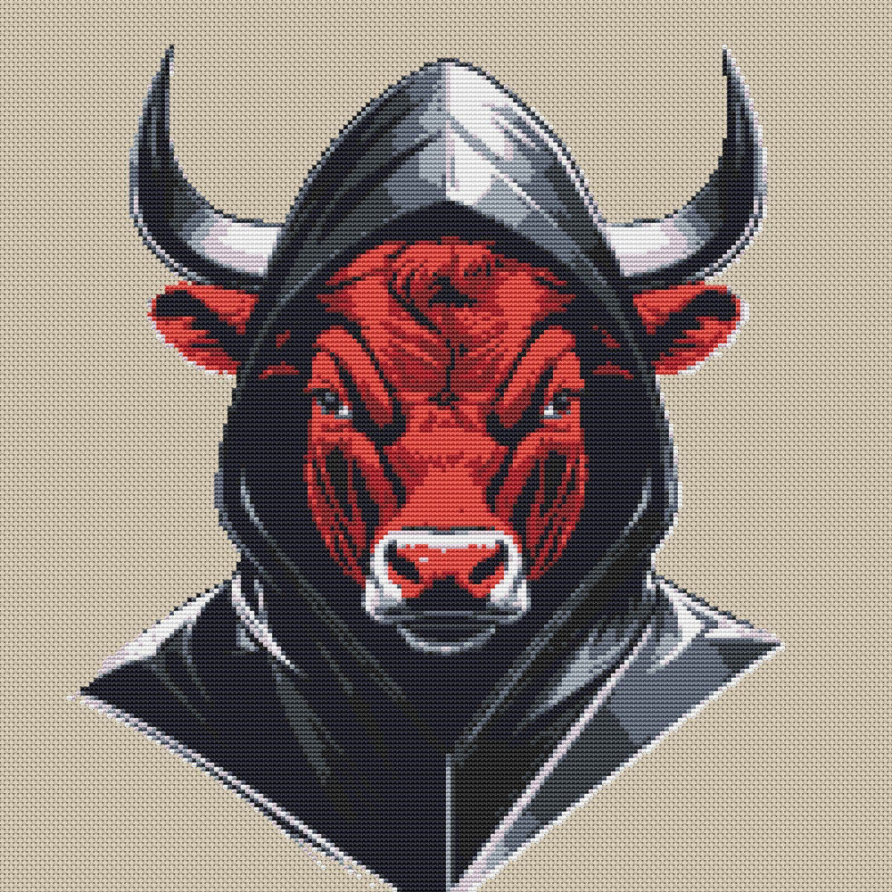 A Bull With A Hood And Horns  Cross Stitch Pattern PDF  Instant Download 0